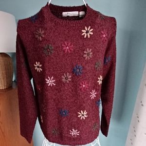 Vintage Chinawear by Morsly Sweater with Flowers - Women's Size Small/Large?
